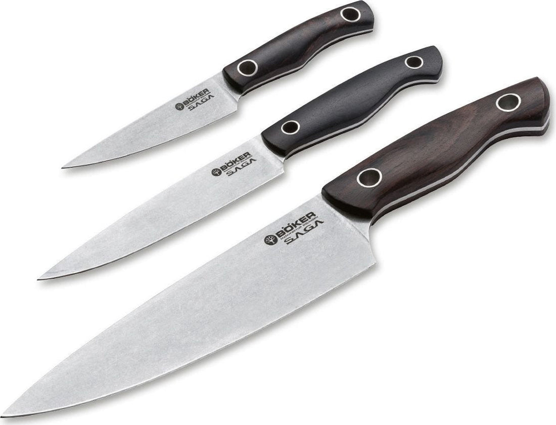 Boker - Saga 3 Piece Knife Set with Grenadilla Wood Handles - 130368SET - DISCONTINUED