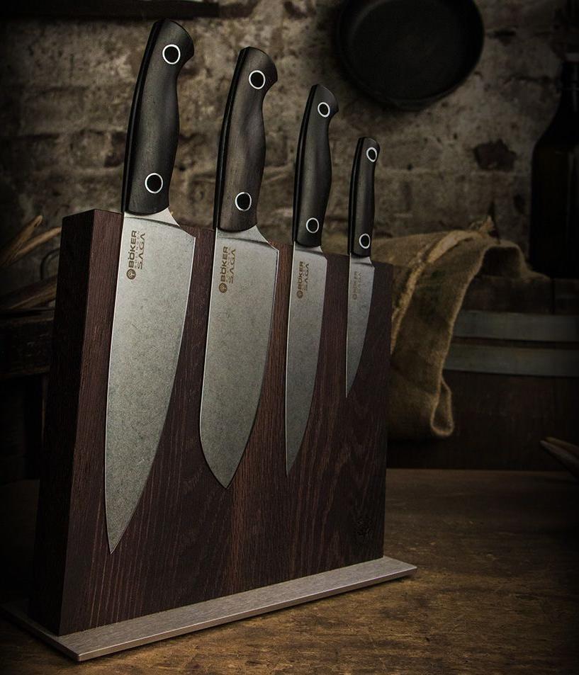 Boker - Saga 4 Piece Knife Set with Grenadilla Wood Handles & Knife Block - 130369SET - DISCONTINUED