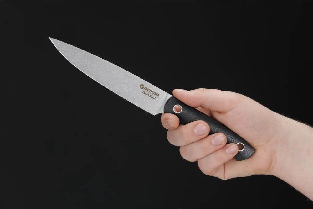 Boker - Saga G10 Stonewash Utility Knife - 130265 - DISCONTINUED