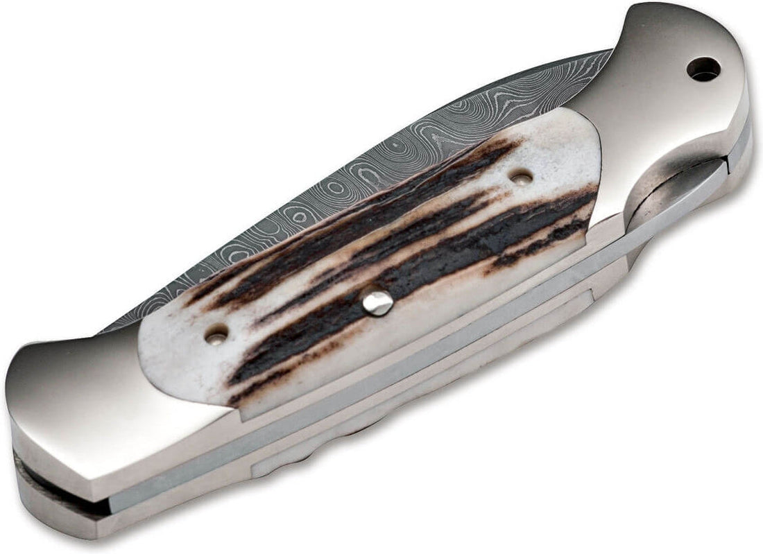Boker - Scout Spearpoint Stag Damast Pocket Knife - 112201DAM
