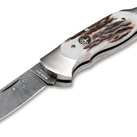 Boker - Scout Spearpoint Stag Damast Pocket Knife - 112201DAM