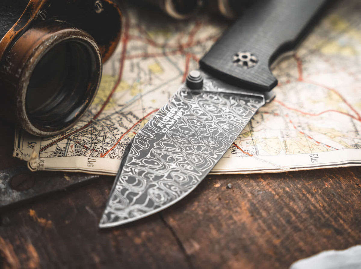 Boker - Tiger-Damast Pocket Knife - 111103DAM