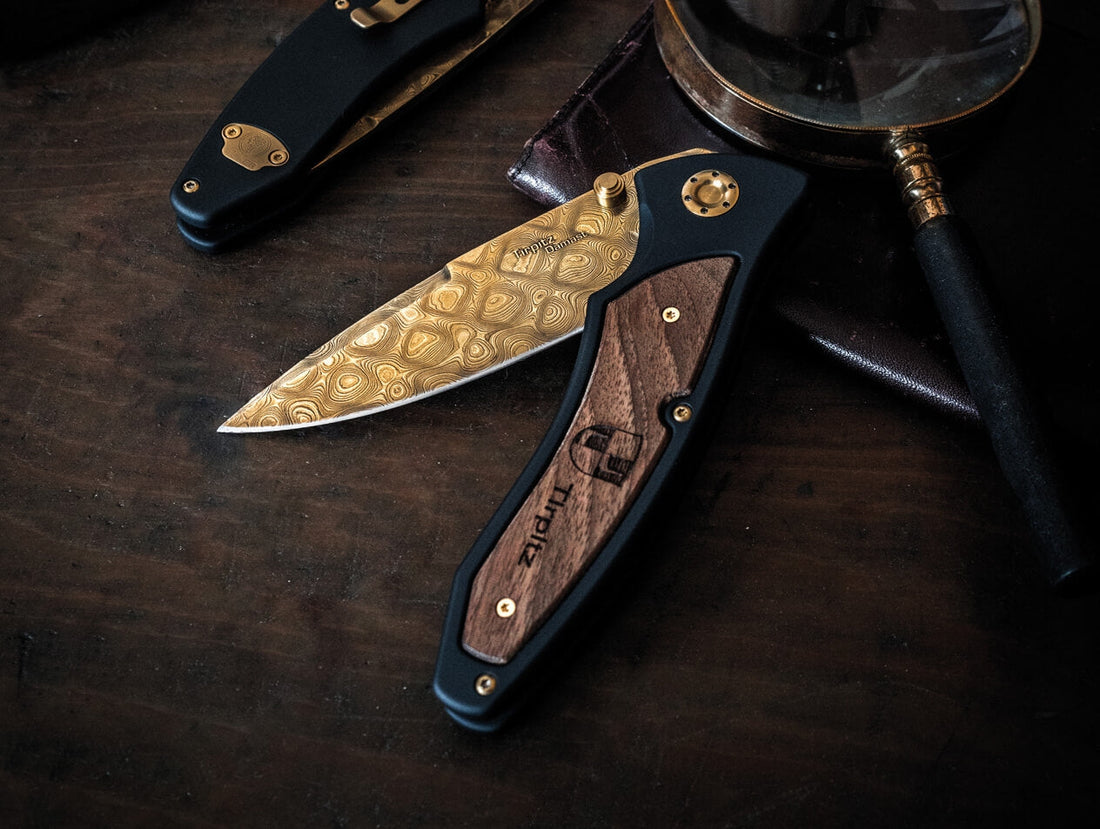 Boker - Tirpitz-Damast Gold Pocket Knife - 110192DAM