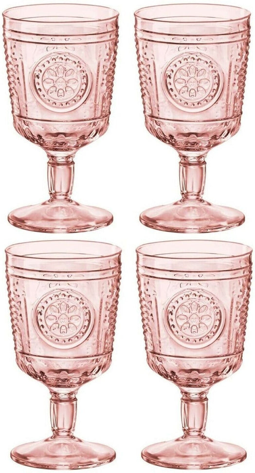 Bormioli Rocco - 10.75oz Romantic Pink Wine Glasses, Pack of 4 - 450335945