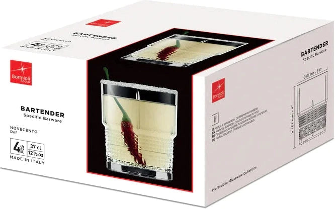 Bormioli Rocco - 12.5oz Bartender Novecento D.O.F Glasses, Pack of 4 - 450122116