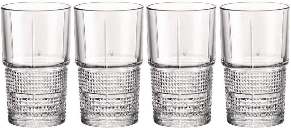 Bormioli Rocco - 13.75 oz Bartender Novecento High Ball Glasses, Pack of 4 - 450122115