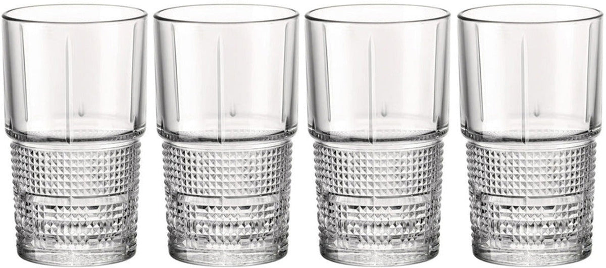 Bormioli Rocco - 13.75 oz Bartender Novecento High Ball Glasses, Pack of 4 - 450122115
