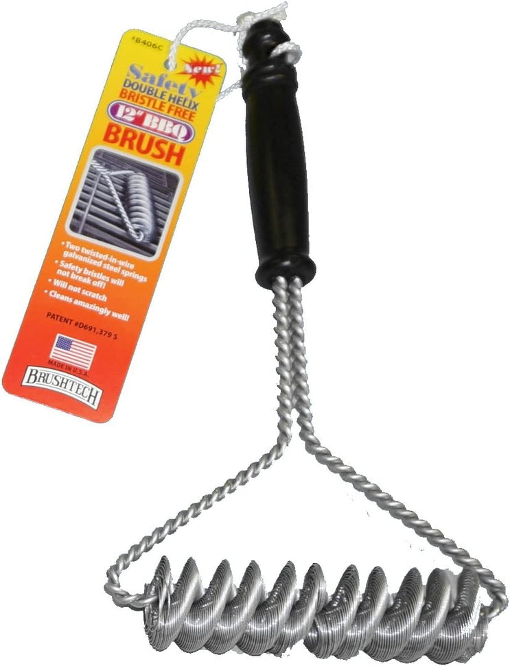 Brushtech - 12" Double Helix Bristle-Free BBQ Grill Brush - BT406C