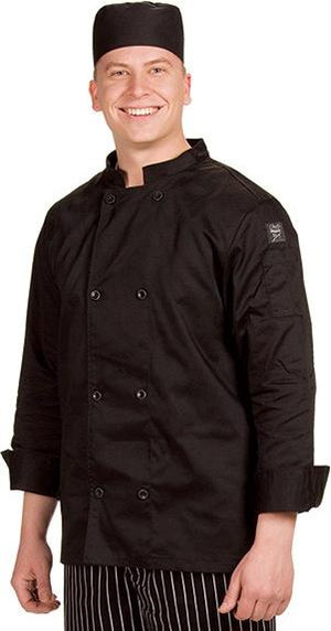Chef Revival - Basic Cooks Jacket Black with Chef Logo Buttons Extra Large - J061BK-XL