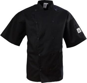 Chef Revival - Basic Cooks Jacket Black with Short Sleeves & Chest Pocket Large - J109BK-L