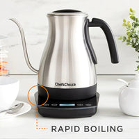 Chef's Choice - 1 L Cordless Electric Gooseneck Kettle Stainless - KTCC1LSS13