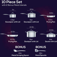 Circulon - 10 PC SteelShield C-Series Tri-Ply Clad Nonstick Cookware Set - 30012