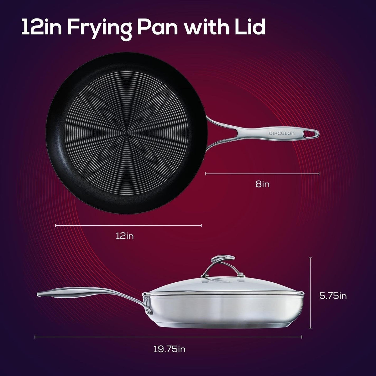 Circulon - 12" SteelShield S-Series Nonstick Fry Pan with Lid - 70056