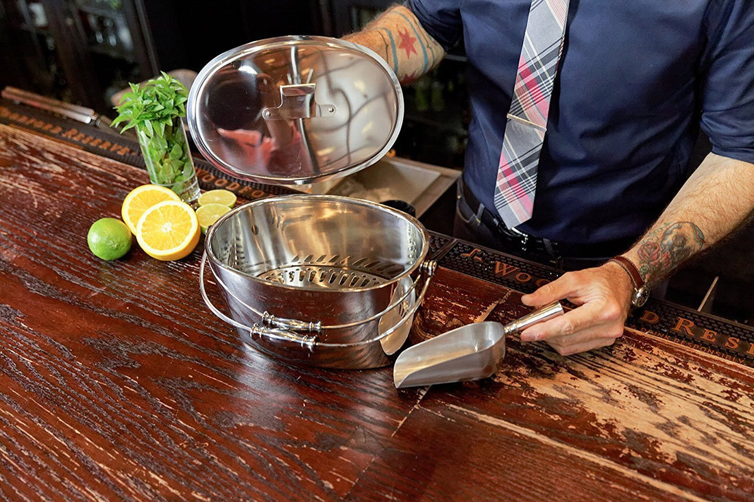 Crafthouse - 12" x 5.25" Stainless Steel Oval Ice Bucket With Lid - CRFTHS.5.3013 - DISCONTINUED