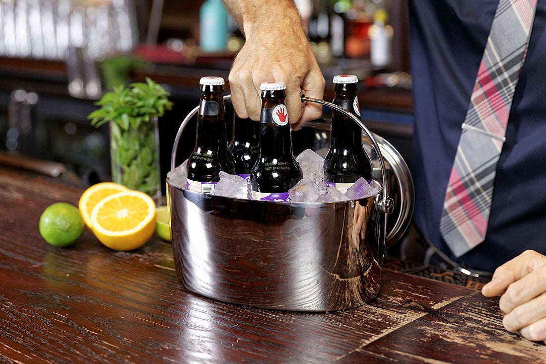 Crafthouse - 12" x 5.25" Stainless Steel Oval Ice Bucket With Lid - CRFTHS.5.3013 - DISCONTINUED