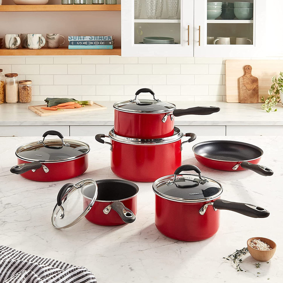 Cuisinart - 11 PC Advantage Red Non-Stick Aluminum Cookware Set - 55-11RC