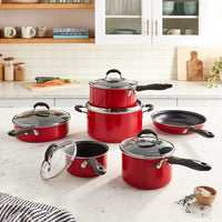 Cuisinart - 11 PC Advantage Red Non-Stick Aluminum Cookware Set - 55-11RC