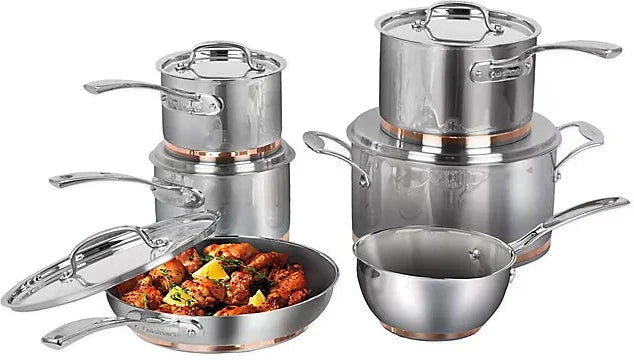 Cuisinart - 11 PC Stainless Steel Copper Band Cookware Set - 89FB-11FBC