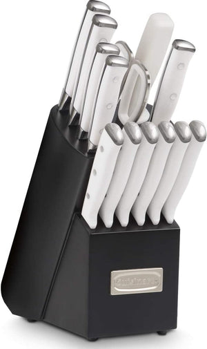 Cuisinart - 15 PC German Steel White Triple-Rivet Knife Block Set - TRE-15WNC