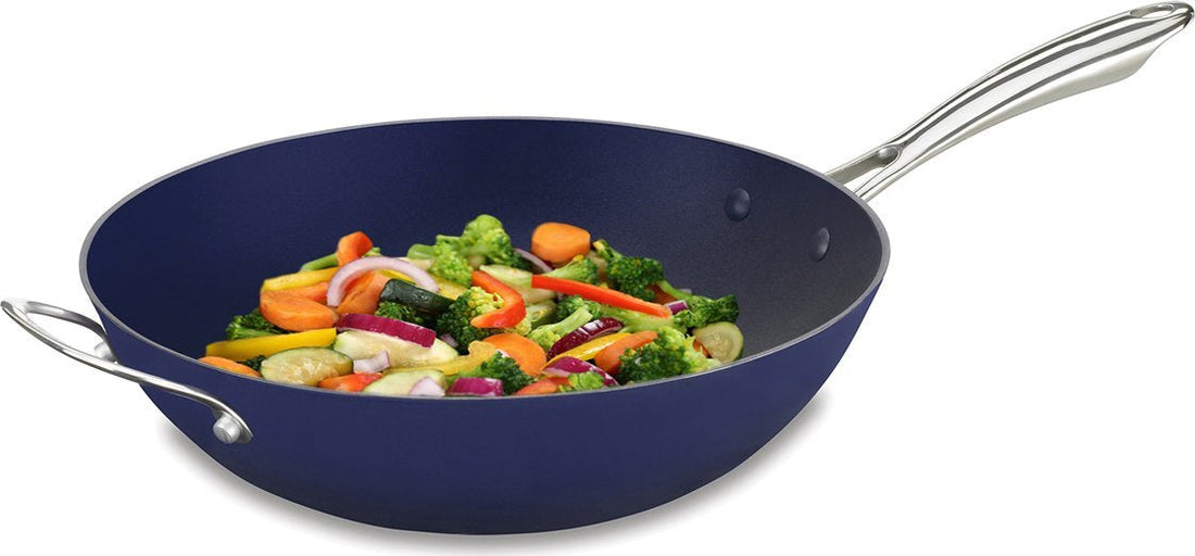 Cuisinart - 5.7 L Blue Open Stir Fry Wok With Helper Handle (5 QT) - CIL26-32HBBC