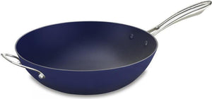 Cuisinart - 5.7 L Blue Open Stir Fry Wok With Helper Handle (5 QT) - CIL26-32HBBC