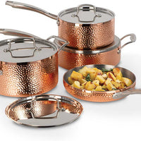 Cuisinart - 8 PC Hand Hammered 5-Ply Copper Cookware Set - HCFP-8C