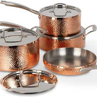 Cuisinart - 8 PC Hand Hammered 5-Ply Copper Cookware Set - HCFP-8C