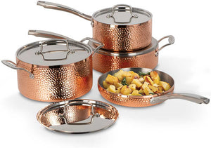 Cuisinart - 8 PC Hand Hammered 5-Ply Copper Cookware Set - HCFP-8C