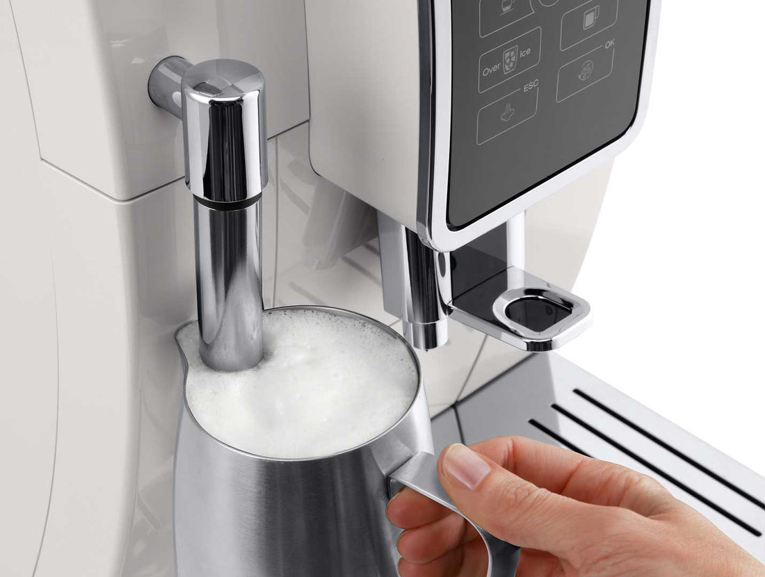DeLonghi - Dinamica TrueBrew Over Ice Fully Automatic Coffee and Espresso Machine White - ECAM35020W