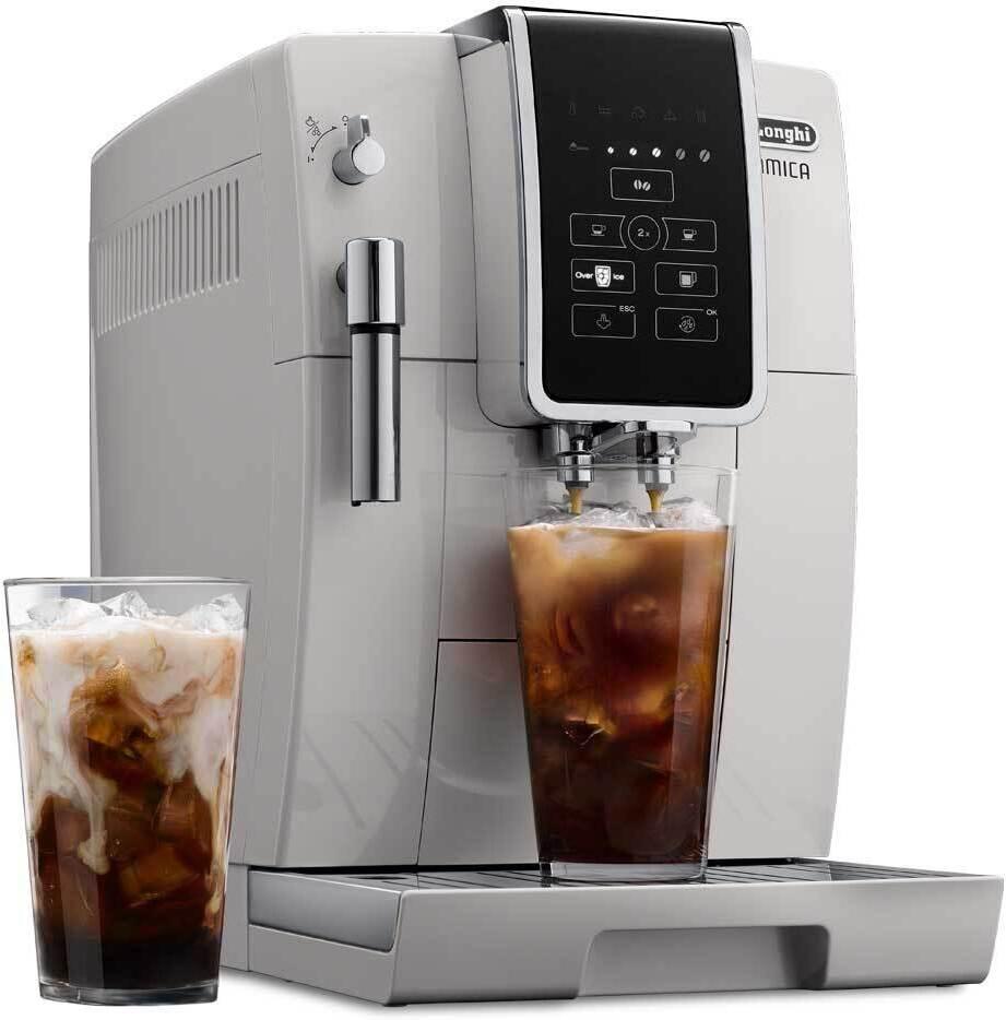 DeLonghi - Dinamica TrueBrew Over Ice Fully Automatic Coffee and Espresso Machine White - ECAM35020W