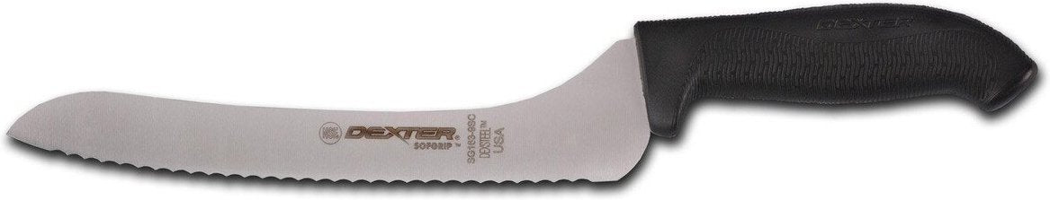 Dexter-Russell - 9" SofGrip Offset Scalloped Utility Slicer with Black Handle - SG163-9SCB-PCP