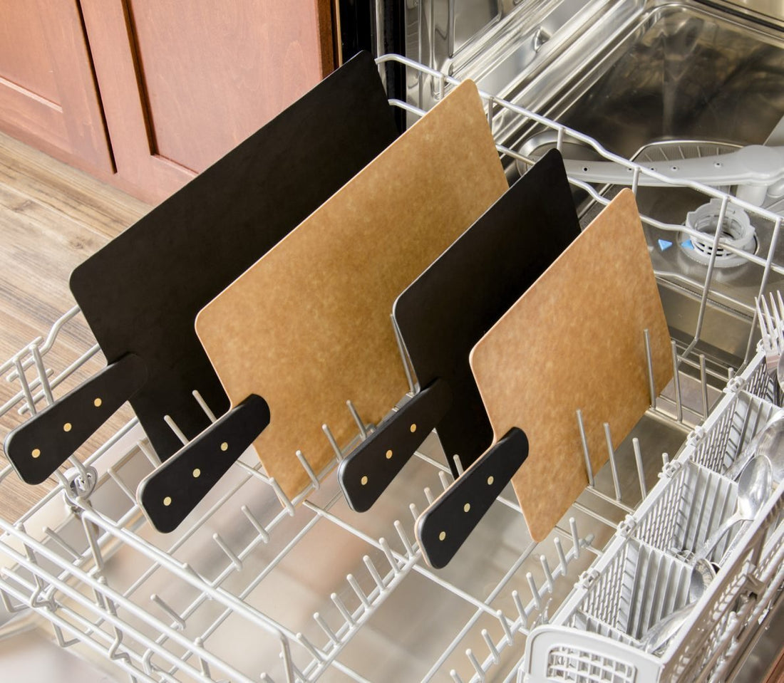 Epicurean - 9" x 7.5" Slate/Slate Riveted Handle Handy Series Board - 008-R09070202