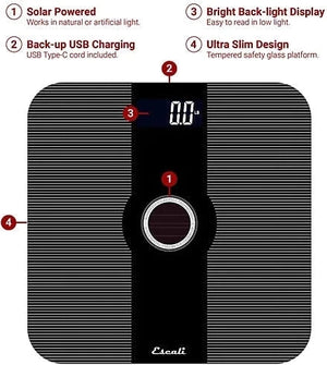 Escali - Solar USB Charging Bathroom Scale - SLR200