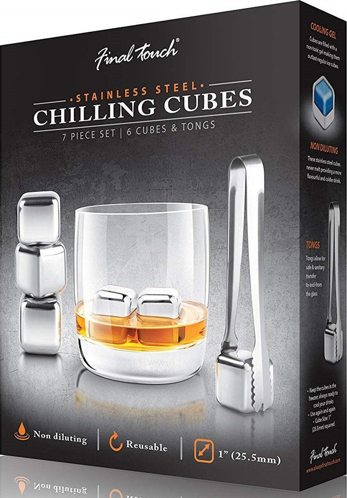 Final Touch - 1" Stainless Steel Chilling Cubes, Pack of 6 - FTC307