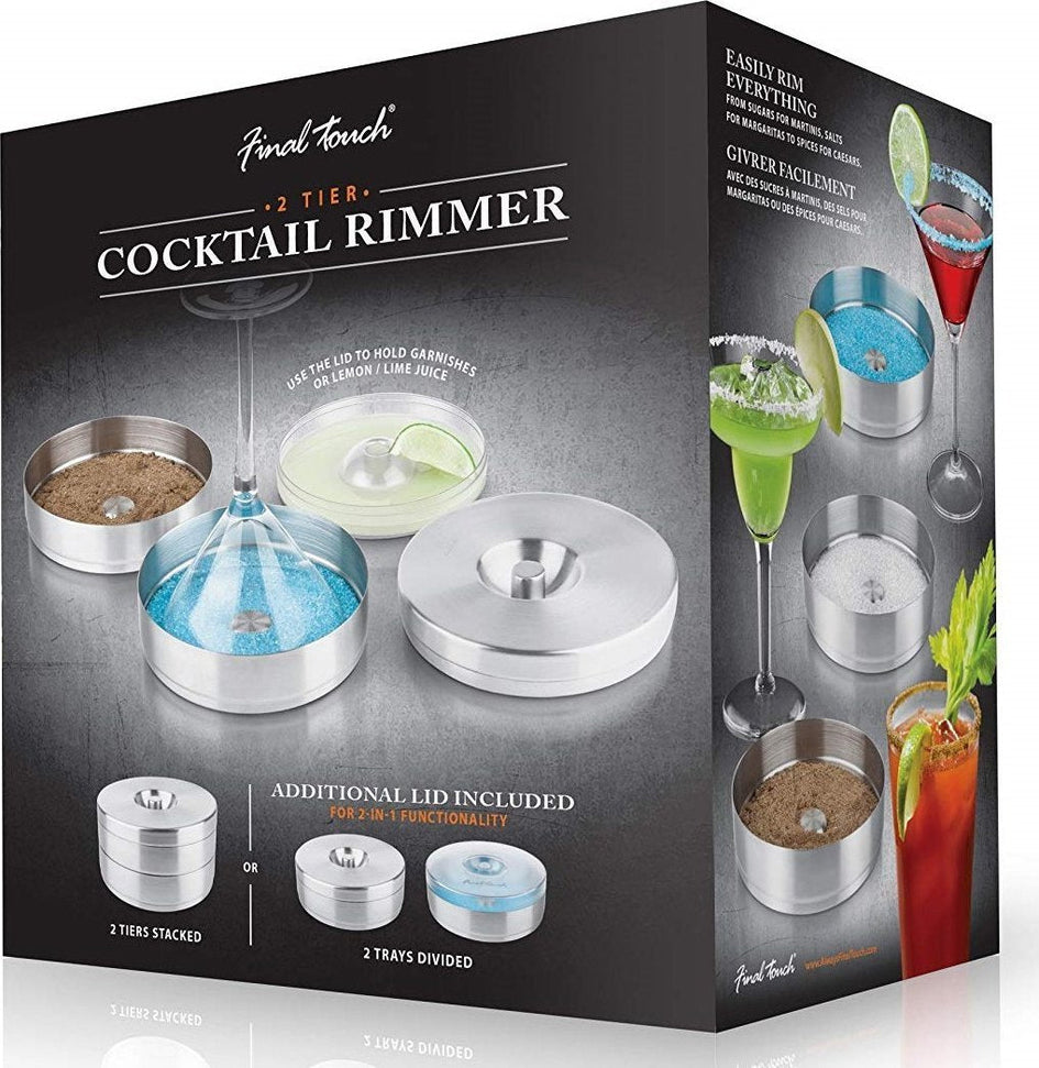 Final Touch - 2 Tier Cocktail Rimmer with Stainless Steel Lid - FTA7062