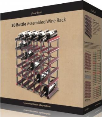 Final Touch - 30 Bottle Wine Rack Cherry Finish Assembled - FTR0303