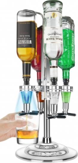 Final Touch - 4 Bottle Liquor Dispenser with Blue LED - FTA1815