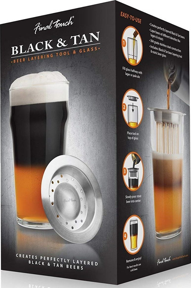 Final Touch - Black & Tan Beer Layering Tool with Glass - GG5015