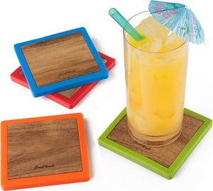 Final Touch - Coloured Wood Coasters Set of 4 - FTA7614
