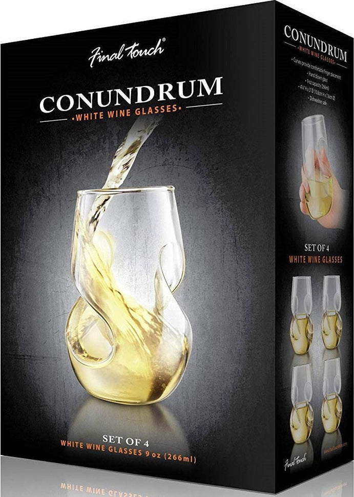 Final Touch - Conundrum White Wine Glasses, Pack of 4 - GG5008
