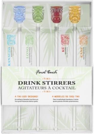 Final Touch - Drink Stirrers, Pack of 4 Tiki Head - FTA3052