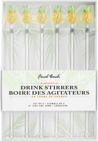 Final Touch - Drink Stirrers, Pack of 6 Pineapple - FTA3050
