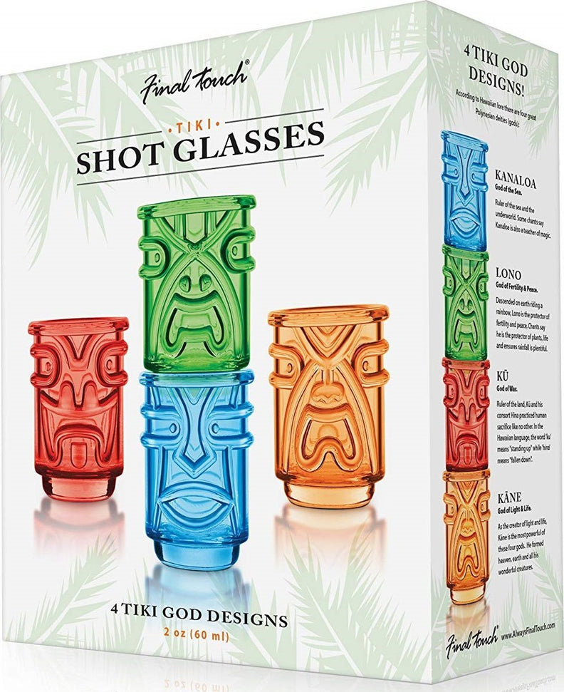 Final Touch - Tiki Shot Glasses, Pack of 4 Various Colours - TK5402