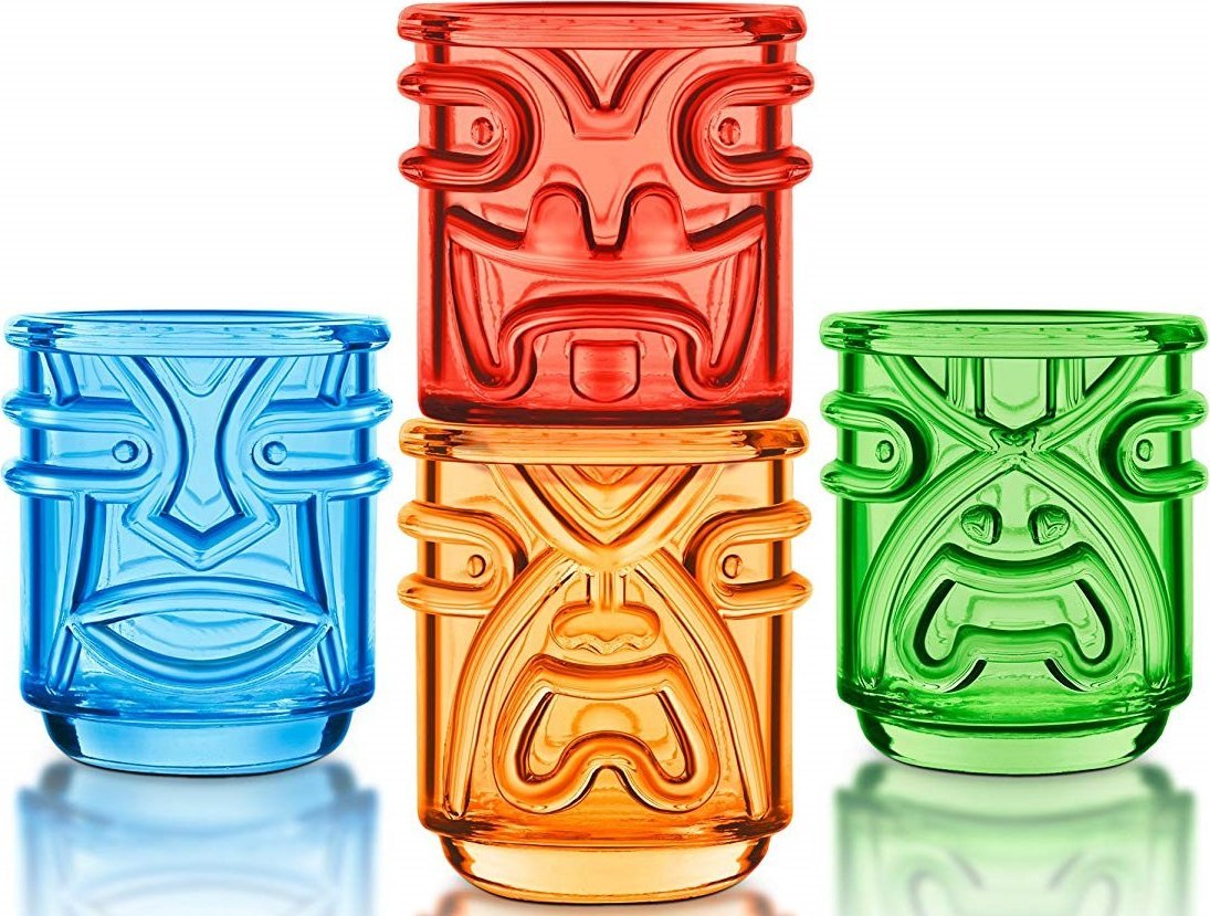 Final Touch - Tiki Shot Glasses, Pack of 4 Various Colours - TK5402
