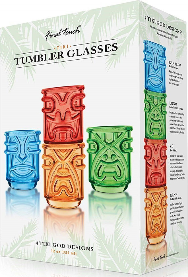 Final Touch - Tiki Tumblers, Pack of 4 Various Colours - TK5302