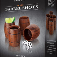Final Touch - Wood Barrel Shot Glasses, Pack of 4 - GG1003