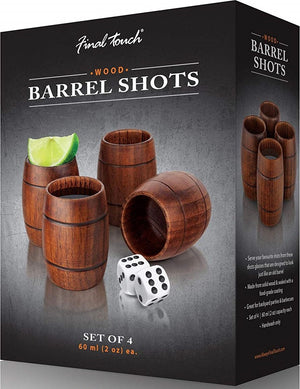 Final Touch - Wood Barrel Shot Glasses Set of 4 - GG1003