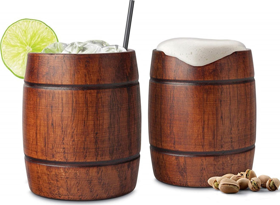 Final Touch - Wood Barrel Tumblers, Pack of 2 - GG1002