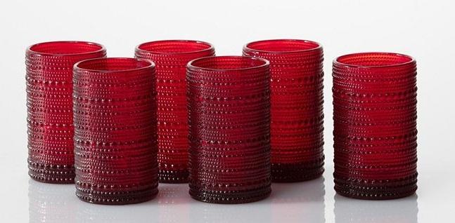 Fortessa - 13oz Jupiter D&V Red Beverage Glasses, Pack of 6 - DV.JUPITERRD.03