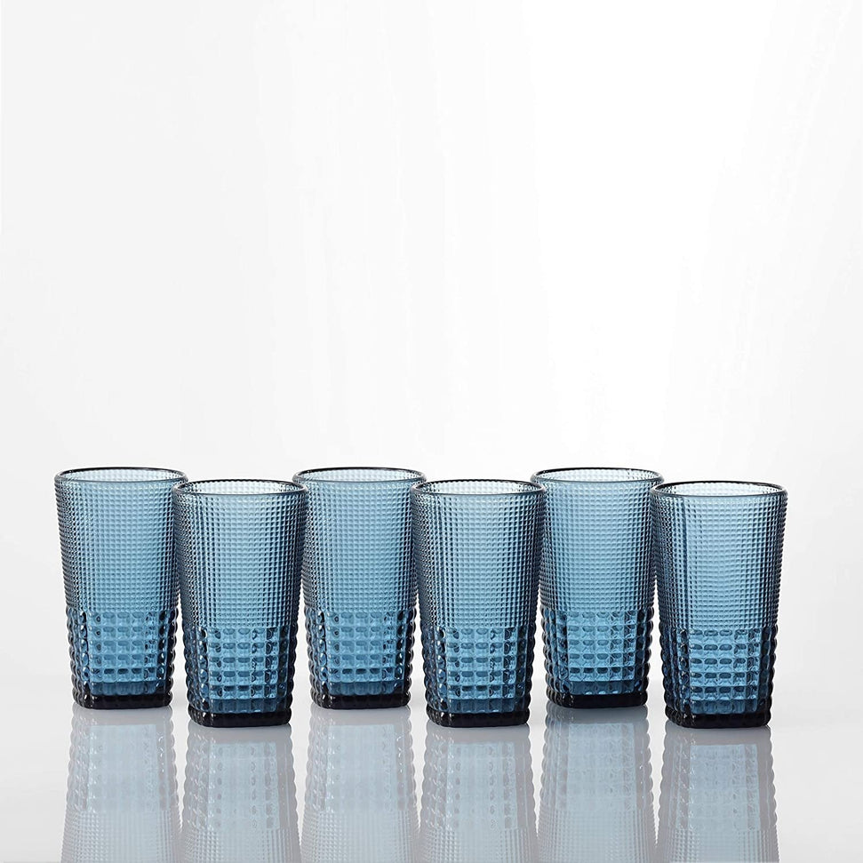 Fortessa - 15Oz Malcolm D&V Cornflower Ice Beverage Glasses, Pack of 6 - DV.MALCOLMBL.03